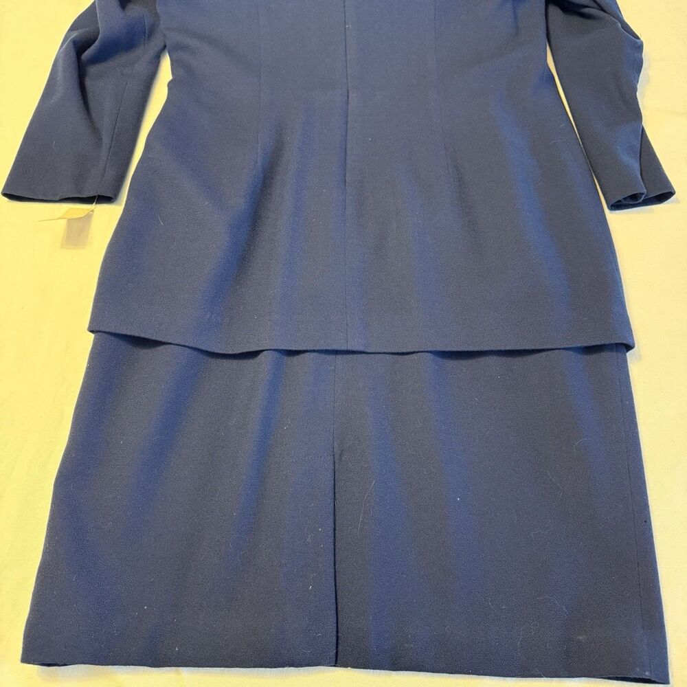 NWT Vintage 90s Talbots Navy Wool Dress With Velvet Collar & Buttons Size 14 - Picture 14 of 16